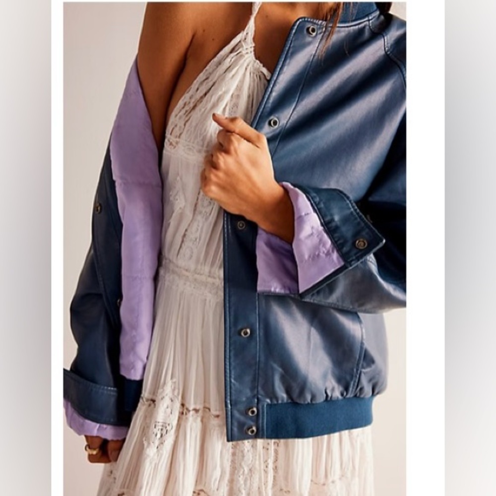We The Free Free Wild Rose Womens Faux Leather Bomber Jacket